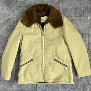 Men's Vintage 70's Sovereign Fleece Lined Tan Insulated Chore Coat Jacket Sz 40